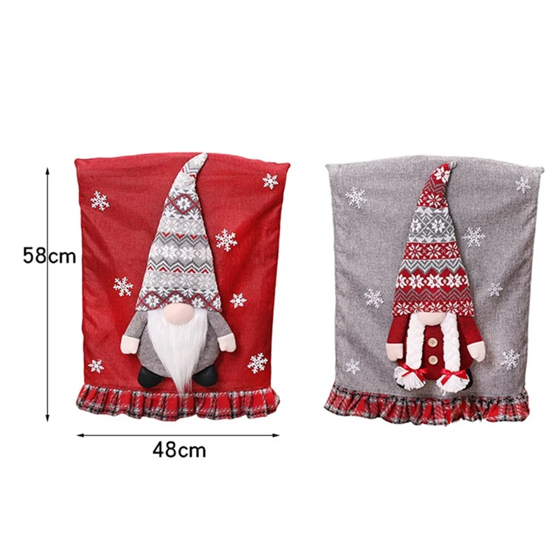 Juletidsløs dukke spisestolsdækkelæder elastisk ryggeslipsdækkel Xmas gave festdekoration - Grå dukke