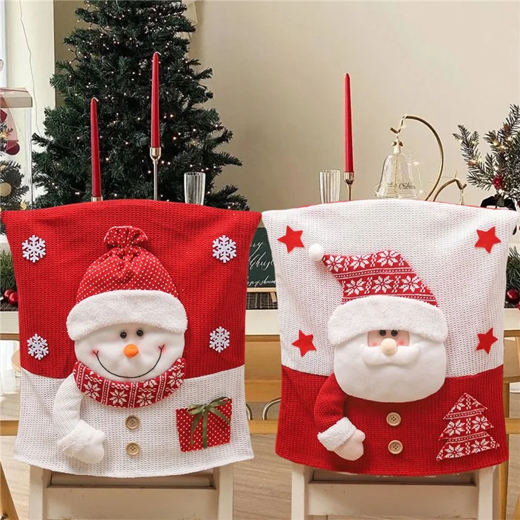 Weihnachts-Weihnachtsmann / Elch / Schneemann Dining Chair Cover Elastic Seat Back Slipcover Xmas Party Decoration - Weihnachtsmann