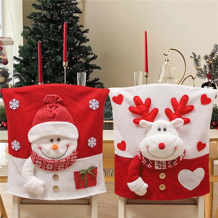 Weihnachts-Weihnachtsmann / Elch / Schneemann Dining Chair Cover Elastic Seat Back Slipcover Xmas Party Decoration - Weihnachtsmann
