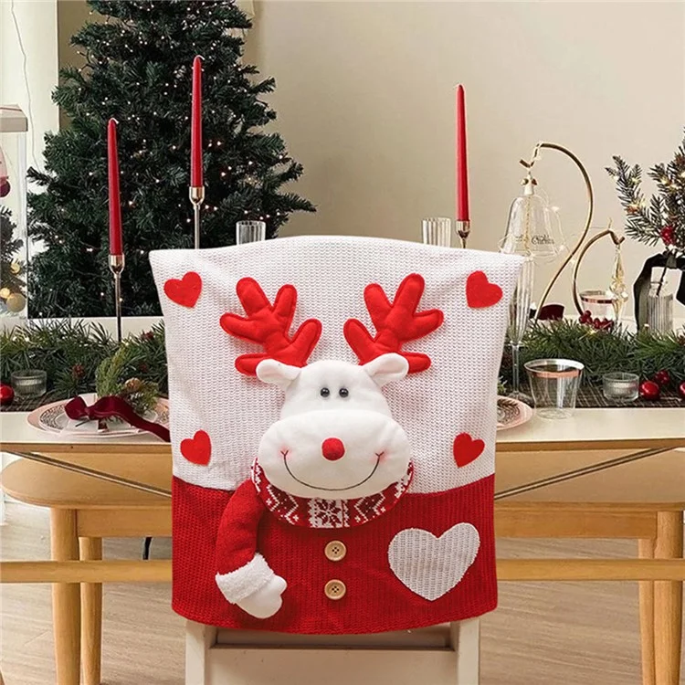 Weihnachts-Weihnachtsmann / Elch / Schneemann Dining Chair Cover Elastic Seat Back Slipcover Xmas Party Decoration - Weihnachtsmann