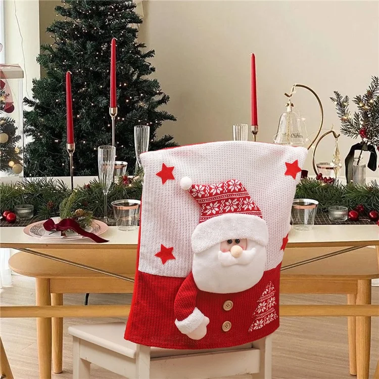 Weihnachts-Weihnachtsmann / Elch / Schneemann Dining Chair Cover Elastic Seat Back Slipcover Xmas Party Decoration - Weihnachtsmann