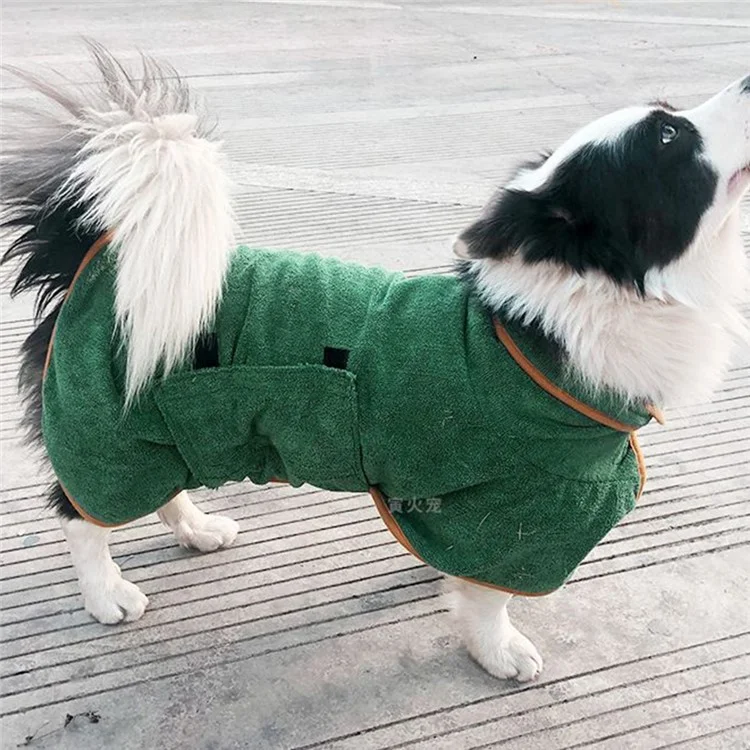 Toalla de Perros Toallas Súper Absorbentes Bañera de Baño Para Perros Toalla de Baño de Túnica de Secado Rápido, Tamaño: L - Verde