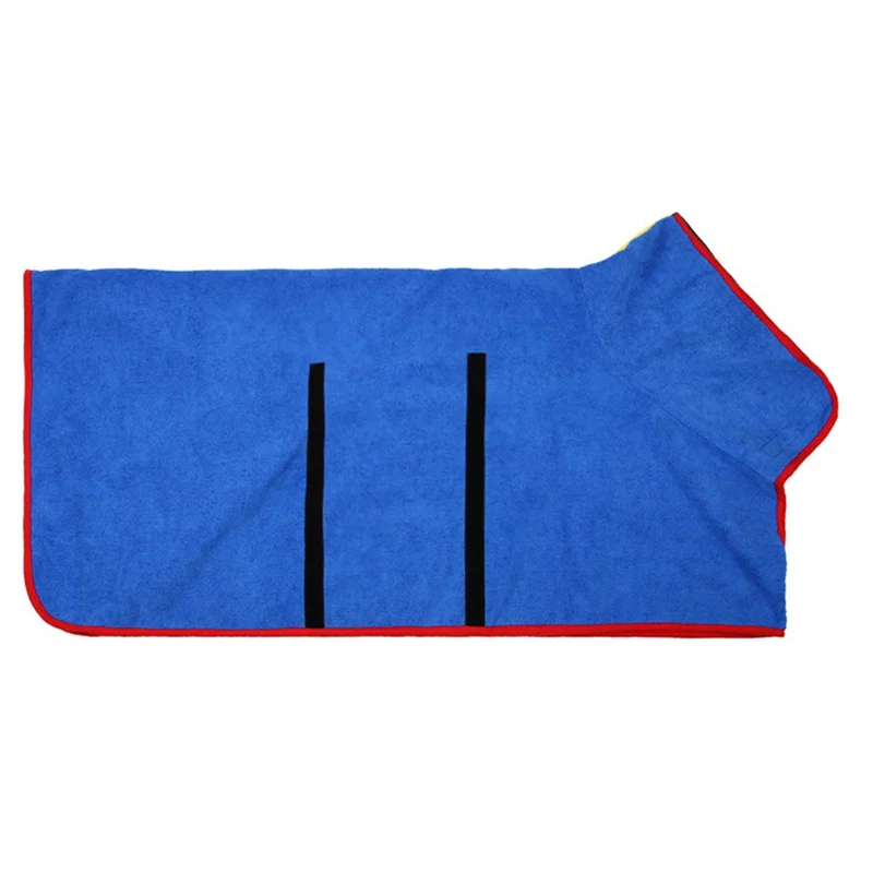 Dog Towel Robe Super Absorbent Microfiber Bathrobe Dog Quick Drying Robe Bath Robe Towel, Size: L - Blue