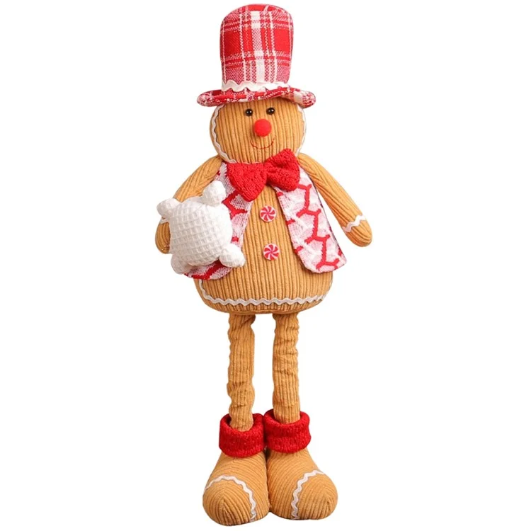 Telescopic Christmas Gingerbread Man Couple Standing Doll with Chef Hat Window Ornament - Man