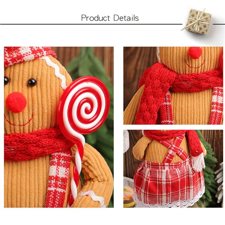 Telescopic Christmas Gingerbread Man Couple Standing Doll with Chef Hat Window Ornament - Man