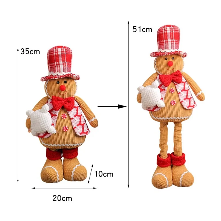 Telescopic Christmas Gingerbread Man Couple Standing Doll with Chef Hat Window Ornament - Man
