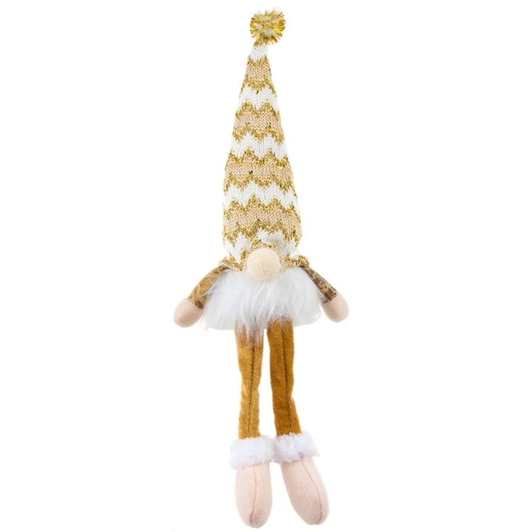 Pupazzo di Natale Laccato Senza Volto Gnomo a Gamba Lunga Decorazione Luminosa LED Decorazione Natalizia Regalo di Natale - Cappello Lavorato a Maglia