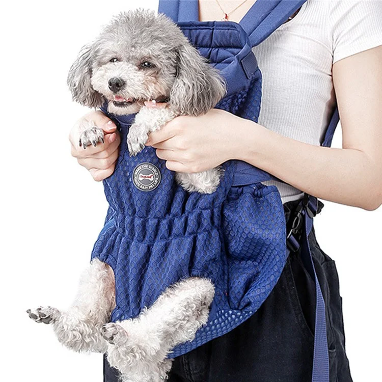 DOGLEMI PD30010 Pet Front Chest Backpack Breathable Mesh Dog Cat Shoulder Bag for Outdoor Travel - Pink Grey / M