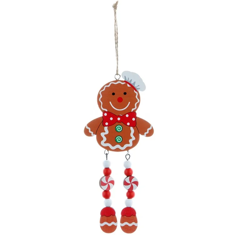 Gingerbread Man con gambe lunghe Xmas Tree Hanging Decor Ornamento Natalizio in legno - Man