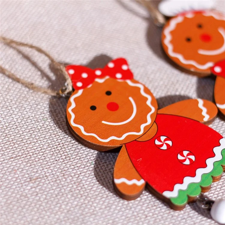 Gingerbread Man con gambe lunghe Xmas Tree Hanging Decor Ornamento Natalizio in legno - Man