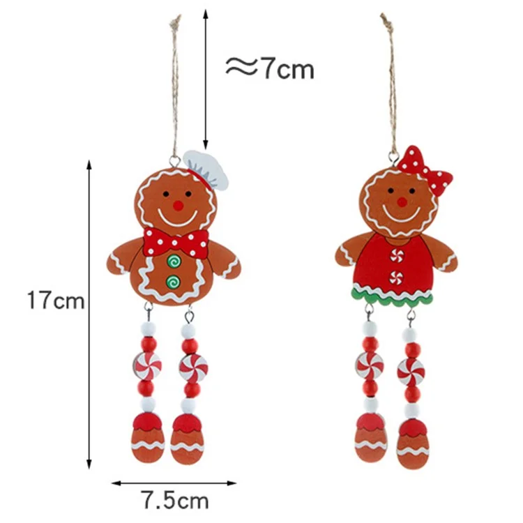 Gingerbread Man con gambe lunghe Xmas Tree Hanging Decor Ornamento Natalizio in legno - Man