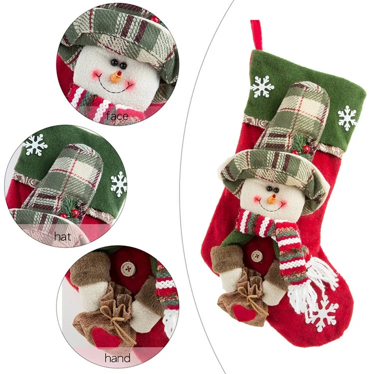 Bas de Noël Père Noël / Cerf / Bonhomme de neige - Décoration de fête Sac cadeau de bonbons Xmas Tree Hanging