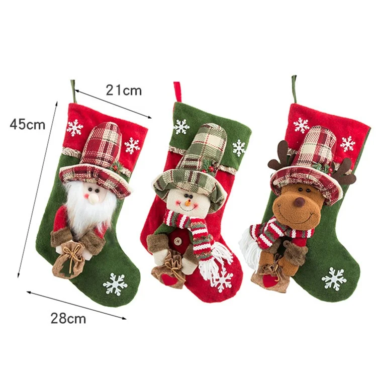 Bas de Noël Père Noël / Cerf / Bonhomme de neige - Décoration de fête Sac cadeau de bonbons Xmas Tree Hanging