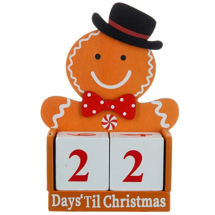 Contagem Regressiva para o Calendário do Advento de Natal Homem de Pão de Gengibre de Madeira Presente de Crianças Decoração de Mesa - Homem