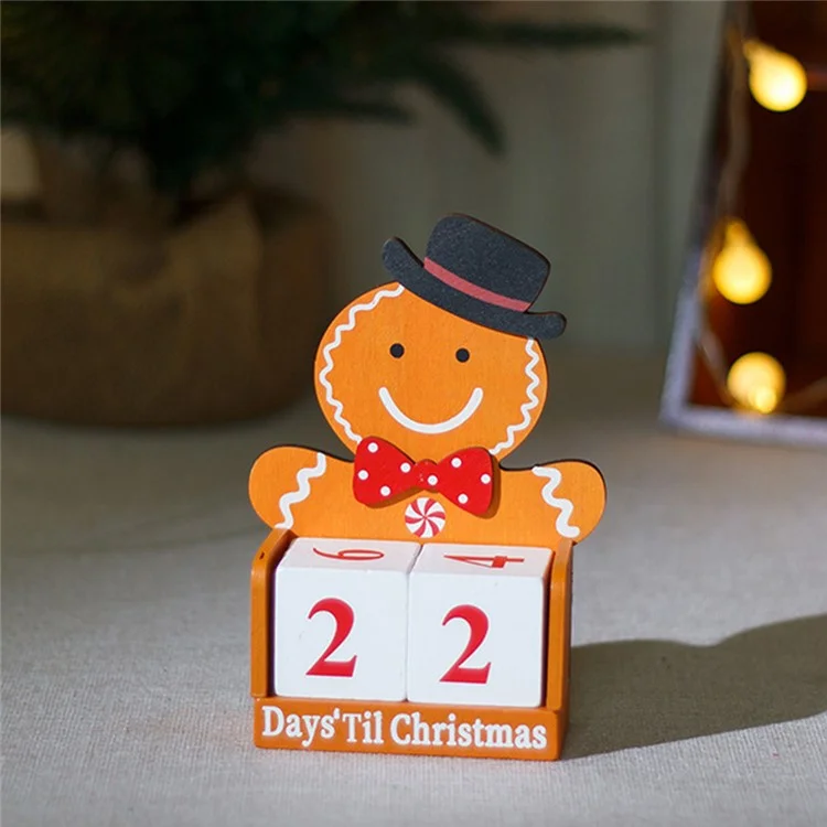 Contagem Regressiva para o Calendário do Advento de Natal Homem de Pão de Gengibre de Madeira Presente de Crianças Decoração de Mesa - Homem