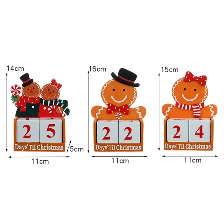 Contagem Regressiva para o Calendário do Advento de Natal Homem de Pão de Gengibre de Madeira Presente de Crianças Decoração de Mesa - Homem
