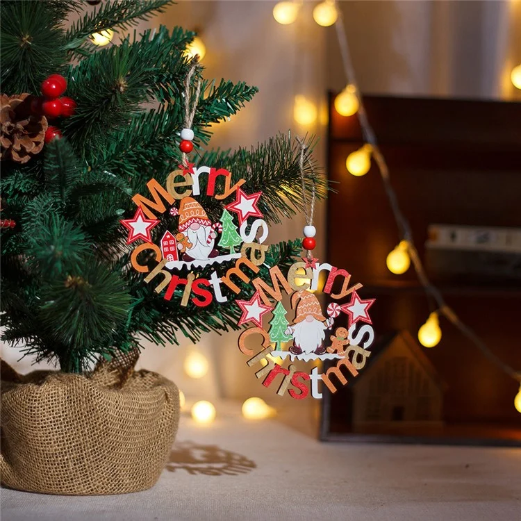 Decorazione per Albero di Natale Faceless Doll Hollow Wooden Ornament - Candy