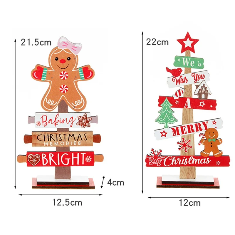 Gingerbread Man / Xmas Tree Wooden Merry Christmas Desk Decor Gift Craft Table Ornament - Gingerbread Man