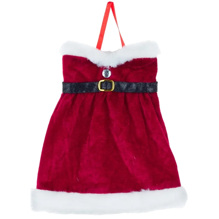 Pleuche Velvet Christmas Wine Bottle Cover Xmas Party Wine Bottle Bag Dining Table Decor - Dress