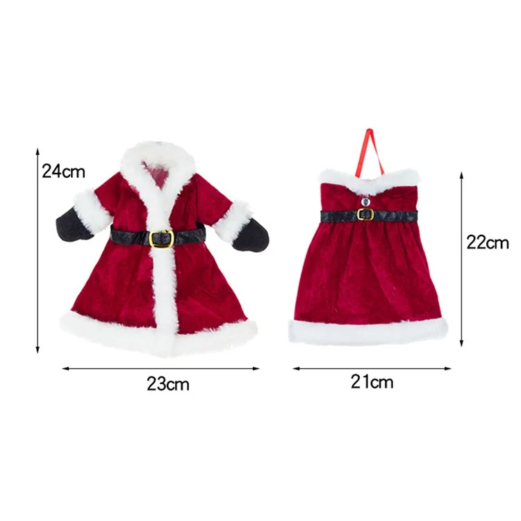 Pleuche Velvet Christmas Wine Bottle Cover Xmas Party Wine Bottle Bag Dining Table Decor - Dress