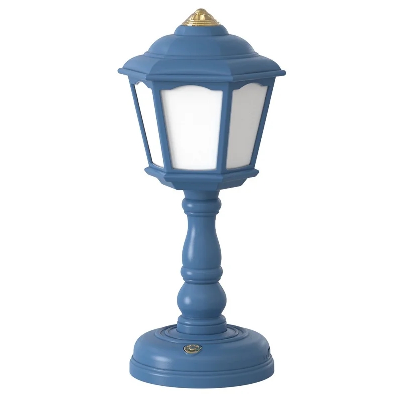 GIVELONG MINI Retro Bedside Dormitory Bedroom LED Desk Lamp Rechargeable Night Light - 320-3 Blue