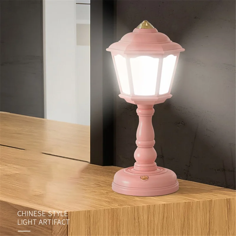 GIVELONG MINI Retro Bedside Dormitory Bedroom LED Desk Lamp Rechargeable Night Light - 320-3 Blue