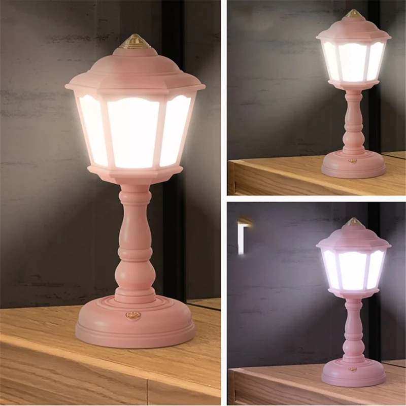 GIVELONG MINI Retro Bedside Dormitory Bedroom LED Desk Lamp Rechargeable Night Light - 320-3 Blue