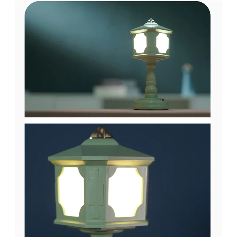 GIVELONG MINI Retro Bedside Dormitory Bedroom LED Desk Lamp Rechargeable Night Light - 320-3 Blue