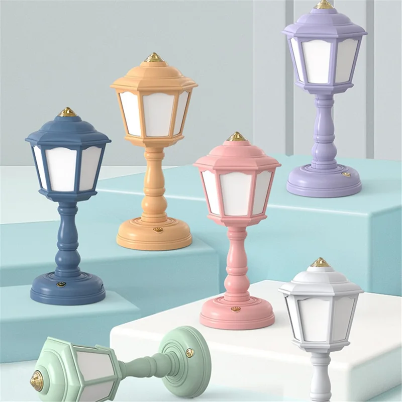 GIVELONG MINI Retro Bedside Dormitory Bedroom LED Desk Lamp Rechargeable Night Light - 320-3 Blue