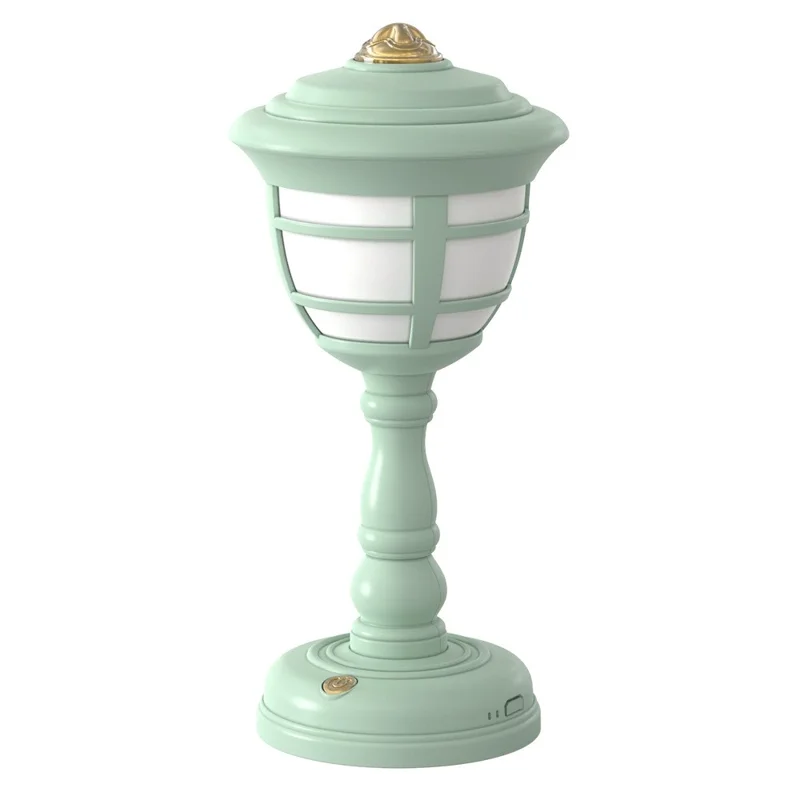 GIVELONG MINI Retro Bedside Dormitory Bedroom LED Desk Lamp Rechargeable Night Light - 322-4 Green