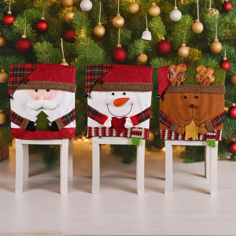 Christmas Dining Chair Cover Xmas Party Santa  /  Elk  /  Snowman Elastic Seat Back Slipcover Decoration - Santa Claus