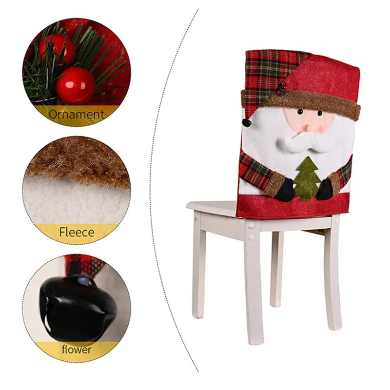 Christmas Dining Chair Cover Xmas Party Santa  /  Elk  /  Snowman Elastic Seat Back Slipcover Decoration - Santa Claus