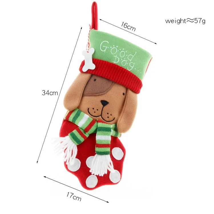 Cute Dog / Cat Christmas Stocking Festive Candy Gift Bag Xmas Tree Hanging Decoration, Size S - Dog