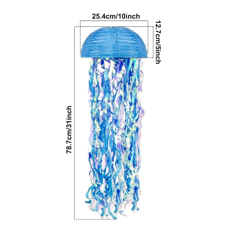 6Pcs Jellyfish Semicircular Paper Lantern Hanging Ornament Ocean Mermaid Theme Party Kids Birthday Decor - Color B