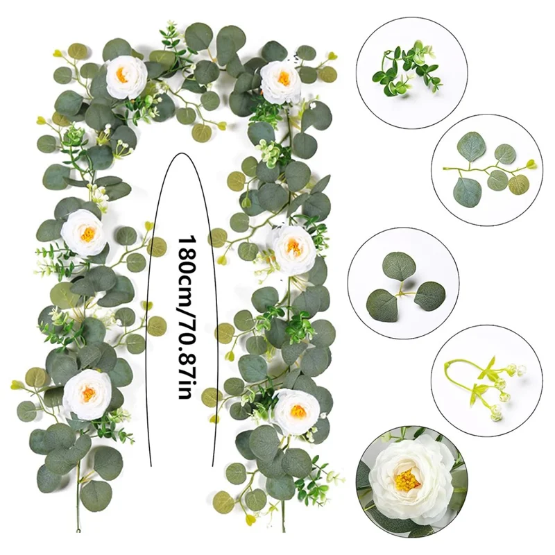 180cm Eucalyptus Vine Flower Artificial Green Plant Realistic Vine Home Decoration