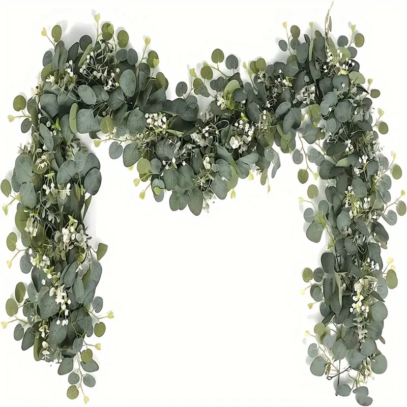 180cm Eucalyptus Leaf Vine Artificial Green Plant Realistic Vine Home Decoration