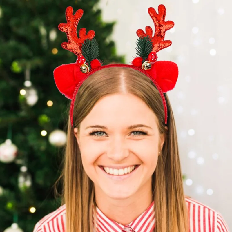 Christmas Hair Hair Hoop Lanterna Bandeira de Chapé - Vermelho