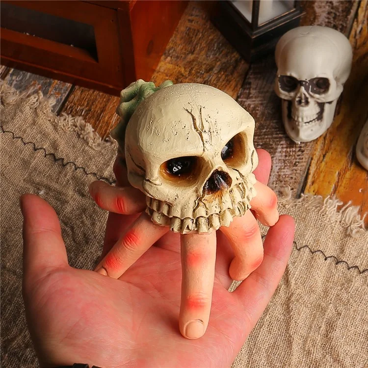 Cabeza de Cráneo Realista y Adorno de Mano Humano Resina de la Fiesta de Decoración de la Fiesta de Halloween