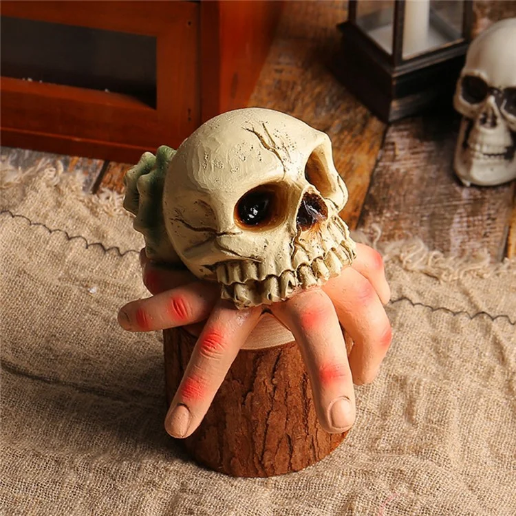 Cabeza de Cráneo Realista y Adorno de Mano Humano Resina de la Fiesta de Decoración de la Fiesta de Halloween