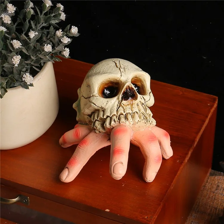 Cabeza de Cráneo Realista y Adorno de Mano Humano Resina de la Fiesta de Decoración de la Fiesta de Halloween