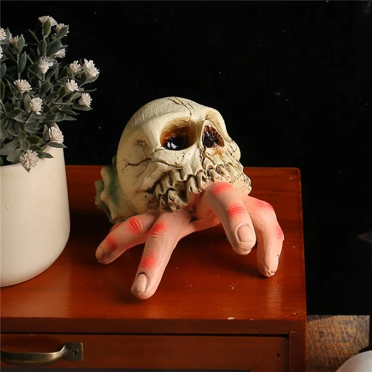 Cabeza de Cráneo Realista y Adorno de Mano Humano Resina de la Fiesta de Decoración de la Fiesta de Halloween