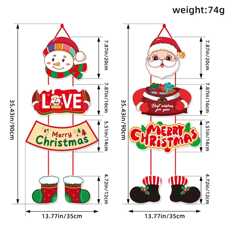 Feliz Navidad Banner de Puerta Colgante Santa Claus Snow Man de Nieve Decoración de Navidad - Estilo 1