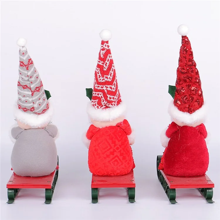 Santa Claus with Sleigh Christmas Window Ornament Festive Decoration for Xmas Party - Grey+Knitted Hat