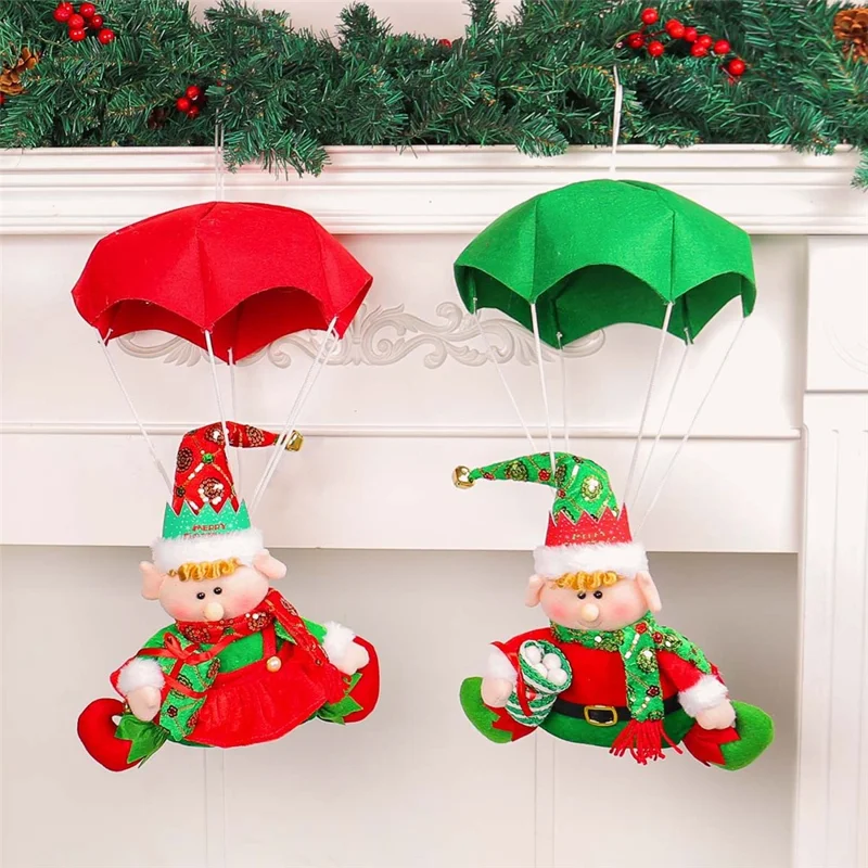 Cute Christmas Parachute Elf Doll Xmas Tree Hanging Ornament Festival Decoration - Green