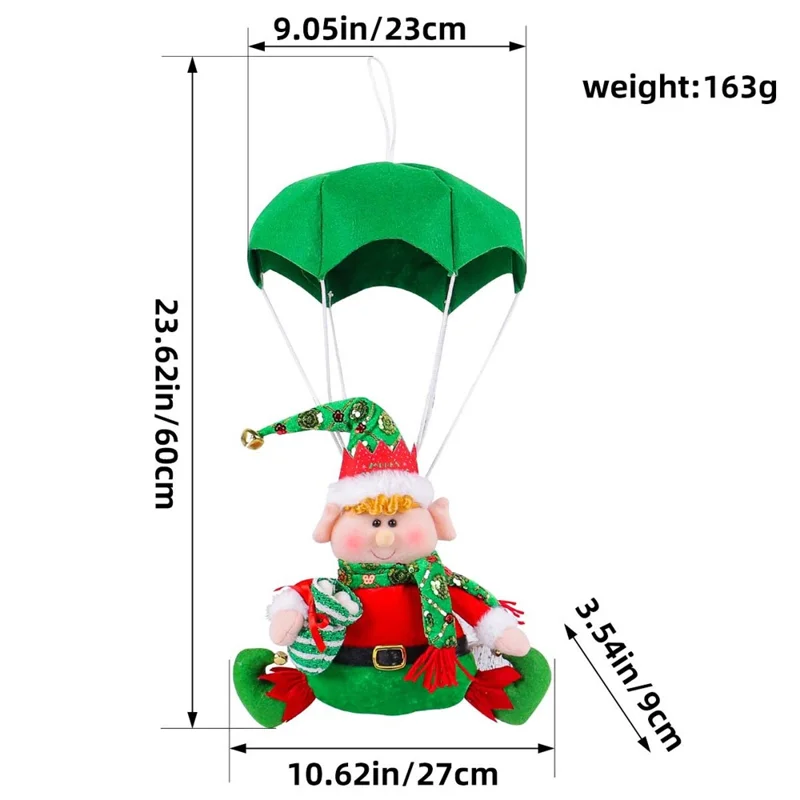 Cute Christmas Parachute Elf Doll Xmas Tree Hanging Ornament Festival Decoration - Green
