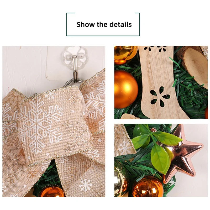 Merry Christmas Balls Bow Hanging Ornament Inverted Xmas Tree Front Door Decor Gift