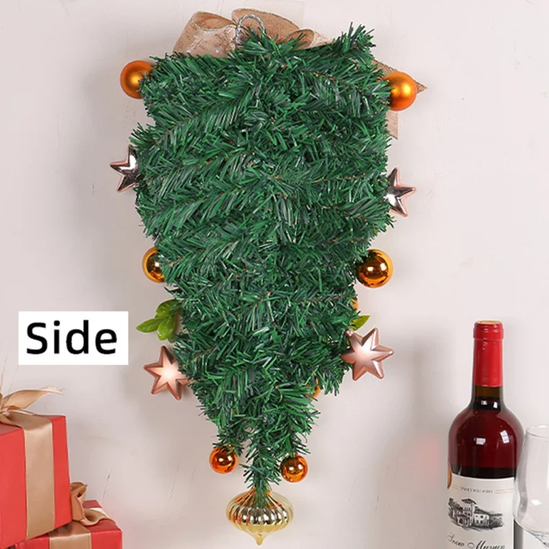 Merry Christmas Balls Bow Hanging Ornament Inverted Xmas Tree Front Door Decor Gift