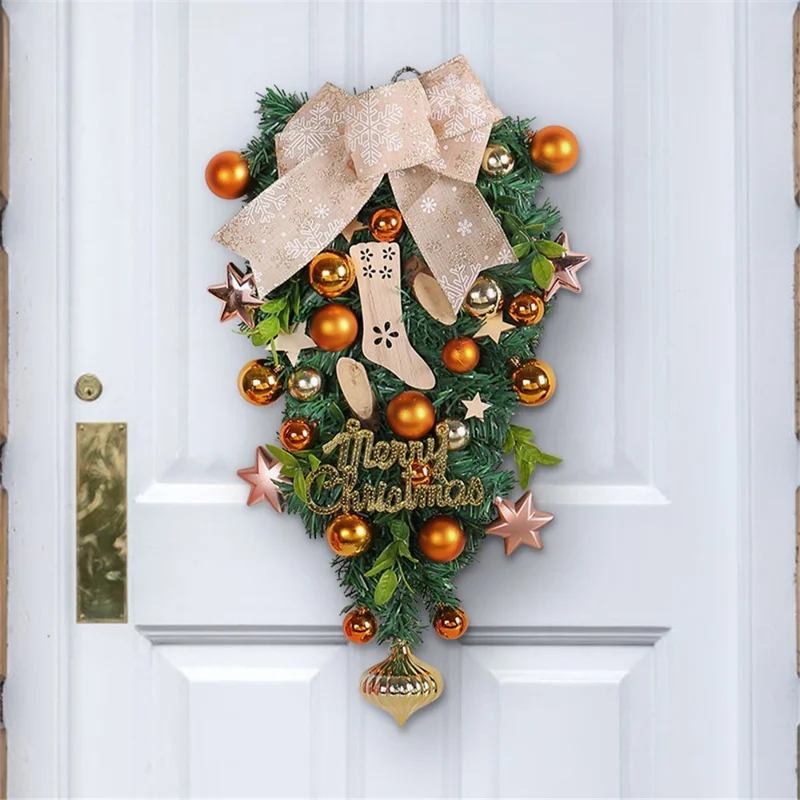 Merry Christmas Balls Bow Hanging Ornament Inverted Xmas Tree Front Door Decor Gift