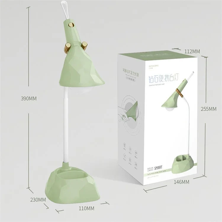 GIVELONG Diamonds Shape Night Light Button Control Portable Desktop Lamp with Strap - Vert