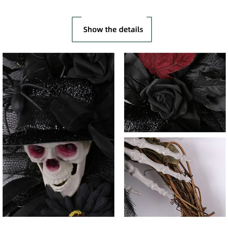 Party Skull Couronne de Squelette Obsédante Squelette Couronne de Couronne de Porte Halloween Decoration - Violet
